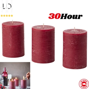 Confezione 3 Candele Pilastro Profumate Rosso Grande Aroma Bacche Fragranza Casa 30 Ore Lunga Bruciatura - Foto 1 di 5