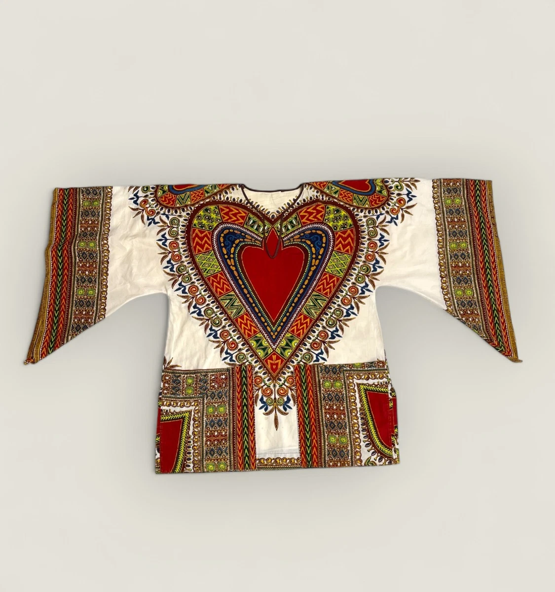 Afibi Women's African Dashiki Top - 3/4 Sleeve Boho Print Tunic Shirt