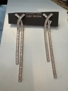 Sincerely Jules Gold Tone Cubic Zirconia Dangle Earrings NEW - Picture 1 of 8