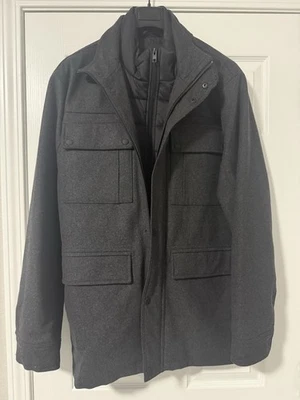 GUESS Men’s Quilted Puffer Bib Coat Charcoal/Black Size XXL  - Image 1 of 4