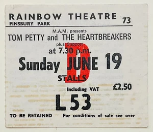1977 Tom Petty Original Used Concert Ticket Rainbow Theatre London - Bild 1 von 1