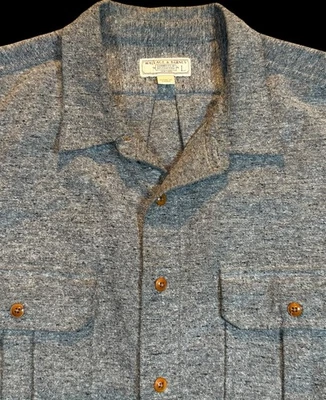 Camisa de franela Wallace & Barnes J.Crew para hombre grande gris con botones 2 bolsillos Foto 1 de 4
