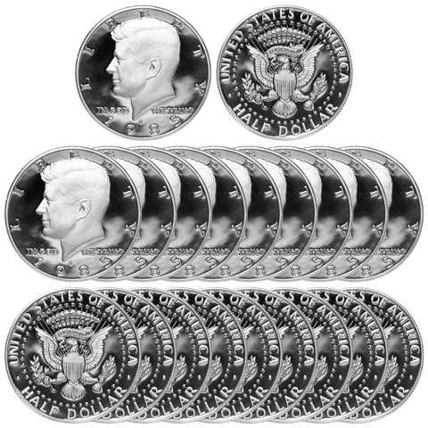 1985 S Kennedy Half Dollar Roll Gem Deep Cameo CN-Clad Proof 20 US Coins Cover