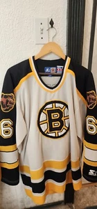 Maglia vintage anni 90 NHL Starter Boston Bruins Joe Thornton 6 uomo XL CUCITA Rookie - Foto 1 di 16