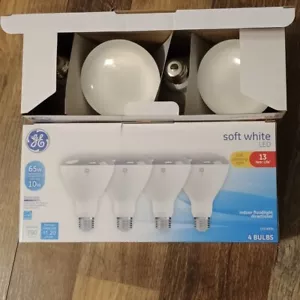 GE Soft White Dimmable 65 Watt Replacement LED Light Bulbs BR30 (4 Bulbs) 2boxes - Picture 1 of 6