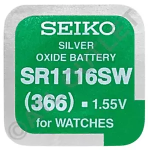 Seiko 366 SR1116SW 1.55v Silver Oxide Watch Battery - Made In Japan - Picture 1 of 1