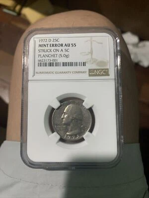 Rare 1/1? $.25 Coin Stamp On A Five Cent Planchet 5.0g really neat - Image 1 of 3