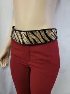 Vintage Jeromes Black Beaded Embellished Statement Bohemian Style Belt Size MS  - Picture 1 of 9