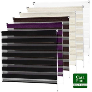 Mini Day&Night Doppelrollo Stoffrollo Rollo Jalousie Kettenzug ohne Bohren Sicht - Bild 1 von 41