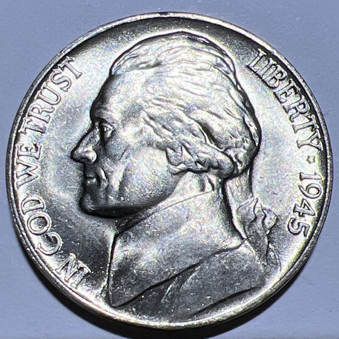 BU 1945-P Jefferson Nickel Philadelphia Mint Silver War Nickel ACTUAL PHOTOS A3 Cover