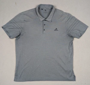 Adidas Men’s Size Large Striped Golf Polo Grey Performance Stretch Shirt - Picture 1 of 16