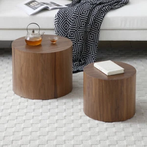 Round Coffee Table Set of 2, Nesting Coffee Tables for MDF with veneer - Picture 1 of 8