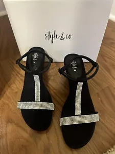 Sandalias Style & Co Mulan Sandalias de Cuña Embellecidas con Estrás Talla 8 Nuevas en Caja - Imagen 1 de 8