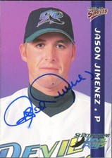 1999 St Petersburg Devil Rays JASON JIMENEZ Signed Card autograph AUTO TIGERS