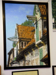 Ölbild Kunstwerk Neo-Impressionismus 130x92 cm Öl auf Leinen Lauenburg Altstadt - Bild 1 von 11