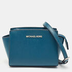 Michael Michael Kors Blue Leather Mini Selma Crossbody Bag