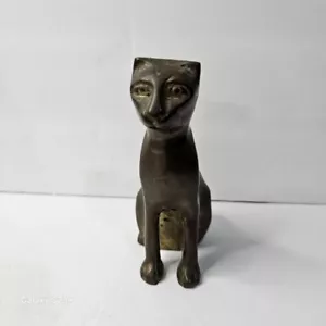 Moderne Metall Messing Panther Leopard Jaguar Raubkatze Figur sitzend RAR Vintage - Bild 1 von 6