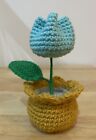 Mini Crochet Flower Pot - Handmade Home Decor 5”H