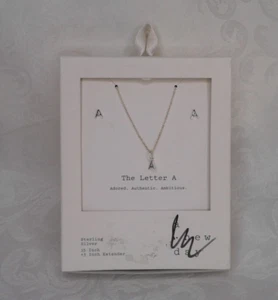A new day Necklace and Earrings Initial "A" Gift Boxed Set Sterling Silver NEW - Picture 1 of 5