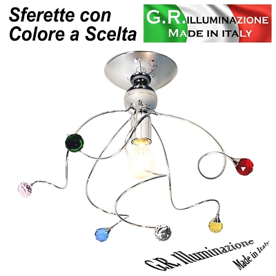 PLAFONIERA MODERNA CROMATA 1 L. LAMPADARIO CROMO CRISTALLO SALOTTO BAGNO Sandra - Immagine 1 di 4