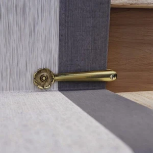 Stair Carpet Runner Holder Clips Floral Design Solid Cast Brass PVD Finish 5" L - Picture 1 of 11