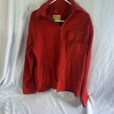 1930-40's Utica NY Duxbak Wool Rainproof Sportswear Hunting Jacket Red Med Vtg - Image 1 of 4