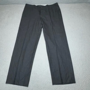 Canali Dress Pants Mens 37x31 Gray Wool Flat Travel Italian Houndstooth 13290 - Picture 1 of 17