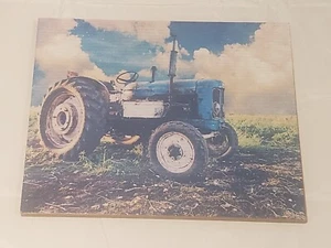 Primitive Rustic Farmhouse "Blue Tractor" Wooden Sign - Picture 1 of 5