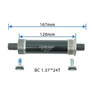 NECO 1.37" x24T Fat Bike Soporte Inferior Carcasa Ancho 120mm Longitud Eje 167mm - Imagen 1 de 3