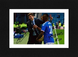 Stampa FOTO firmata autografo GERRARD & MORELOS attacco 8x6 pronta da incorniciare RANGERS - Foto 1 di 2