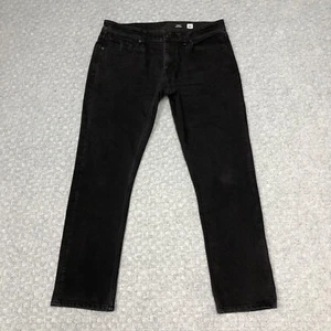 Volcom Jeans Mens 32 Black Slim Straight Dark Wash Denim Everyday Casual Skater - Picture 1 of 10