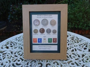 Personalised 64th Birthday, 1961, 7 Coin & Stamps set, unique gift for 2025 - Picture 1 of 4