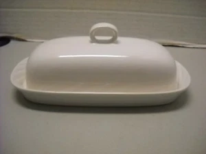Covered Butter Dish White Epicure Essentials Solid Color Stoneware Oven Safe - Picture 1 of 9