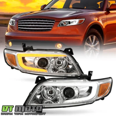 Chrome 2003-2008 FX35 FX45 LED DRL Switchback Turn Signal Headlights Headllamps - Image 1 of 4