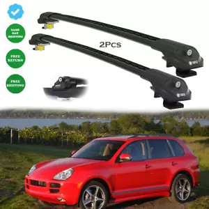 For Porsche CAYENNE 9PA-E1 2002-2010 Black Cross Bars Roof Rack Easy Installs 2x - Picture 1 of 10