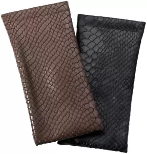 Spring-Open Squeeze Top Eyeglass Case Python Snake Black Brown Medium (1pc.) - Picture 1 of 6