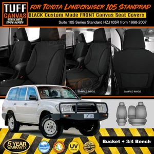 TUFF HD TRADE Canvas Front Seat Covers for Landcruiser 105 Series 1998-07 Black - Picture 1 of 7