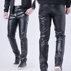 Casual Nightclub Fashion Synthetic Leather Pants for Men's Slim Fit Look