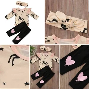 Christmas party outfit babies girls baby grow unicorn sleep suit leggings romper - Picture 1 of 1