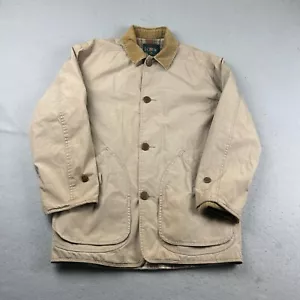 VTG J Crew Oarsman Jacket Mens XS Beige Cotton Lined Button Up Barn Chore Coat * - Picture 1 of 10