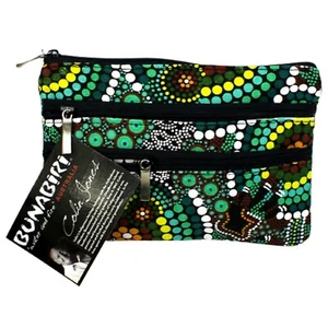 Australia Aboriginal Cosmetic Make Up Bag Colours Of The Rainforest Design 3 Zip - Picture 1 of 5