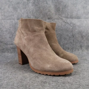 Crown Vintage Shoes Womens 8 Booties Fashion Leather Darcie Stacked Heel Brown - Picture 1 of 13
