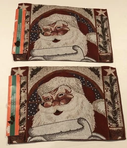 4er Set Gewebter Gobelin Tischset Weihnachten Weihnachtsmann Stechpalme Urlaub 12 x 18,25 - Bild 1 von 8