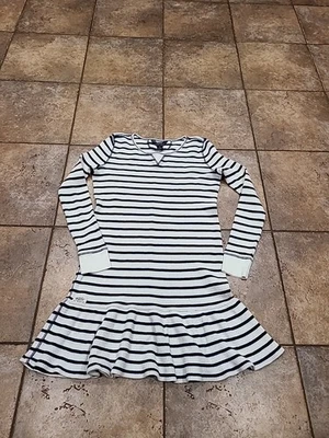 Girls Polo Ralph Lauren Ribbeed Stripe Dress 8 To 10 Length 30  - Image 1 of 4