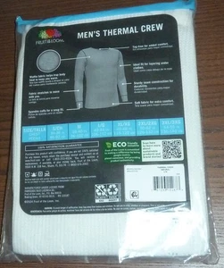 FRUIT OF THE LOOM MENS THERMAL CREW SHIRT SIZE LARGE WHITE LONG SLEEVE UNDERWEAR - Picture 1 of 2