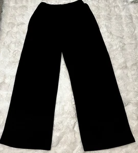 NWT Riley Rader Women’s Sweater Knit Lounge Pants Black Size Large (4) Wide Leg - Picture 1 of 11