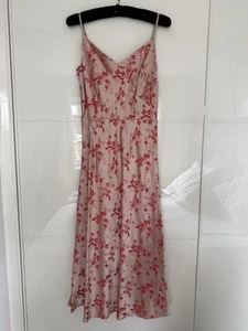 Coast Women’s Vintage Style Silk Embroidered Dress Pink And Red Size 12 - Picture 1 of 5