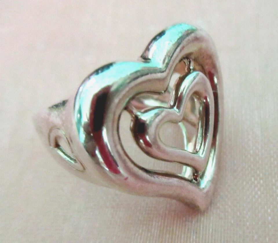 Anillo de plata esterlina doble corazón abierto Kieselstein Cord KC Studio talla 7 caja de regalo Foto 1 de 4