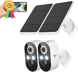 Telecamera di sicurezza solare wireless con faretti, alimentata a batteria (confezione da 2) - Foto 1 di 3