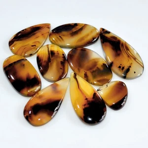 9 Pcs 128 Cts Natural Montana Agate Cabochon Gemstone Lot 35x15 15x14mm #16247 - Picture 1 of 7